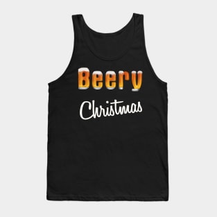 Beery Christmas glass of beer snow and foam Tank Top